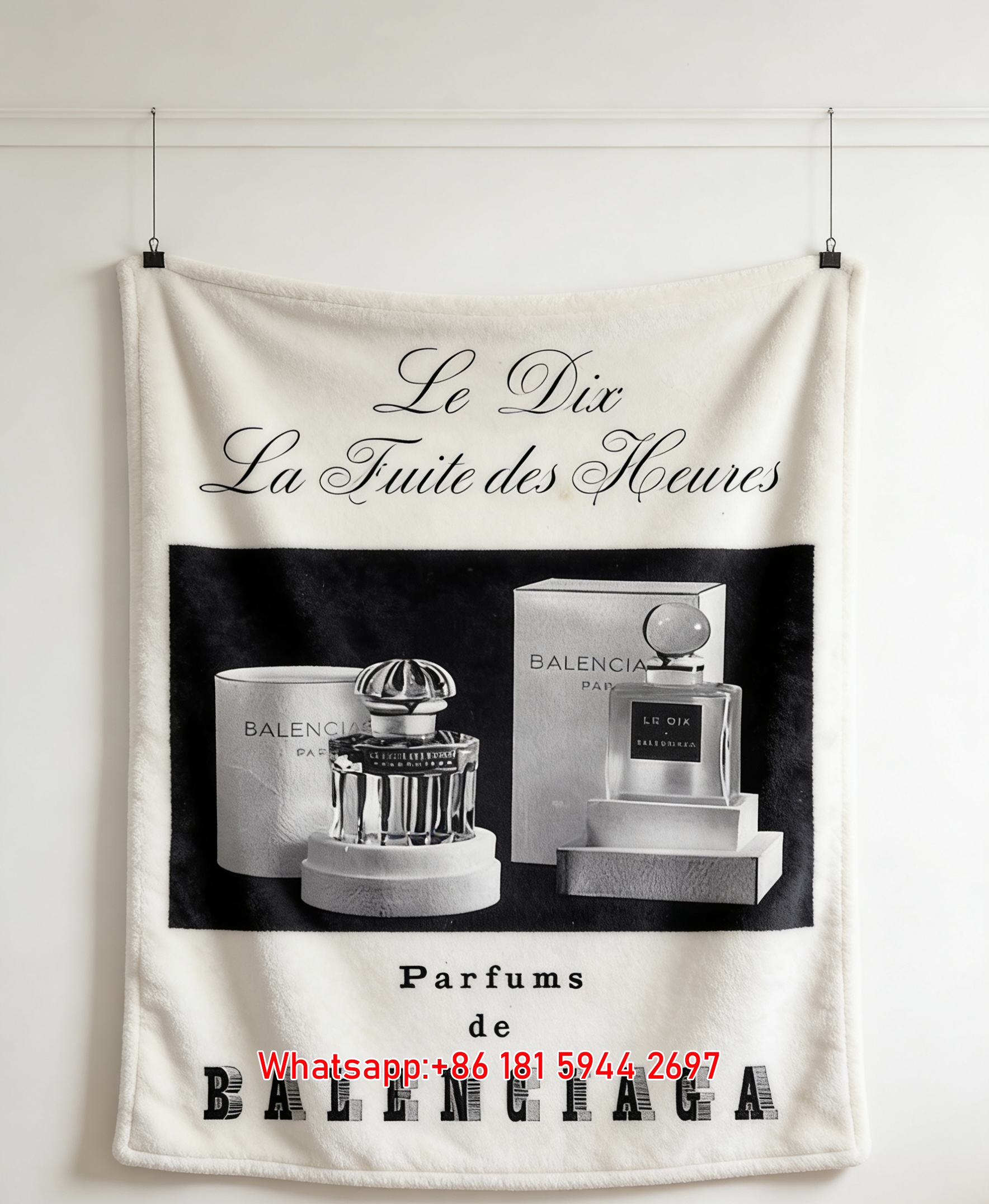 Balenciaga Vintage Perfume Flannel Throw Blanket for Wall Decor BA284